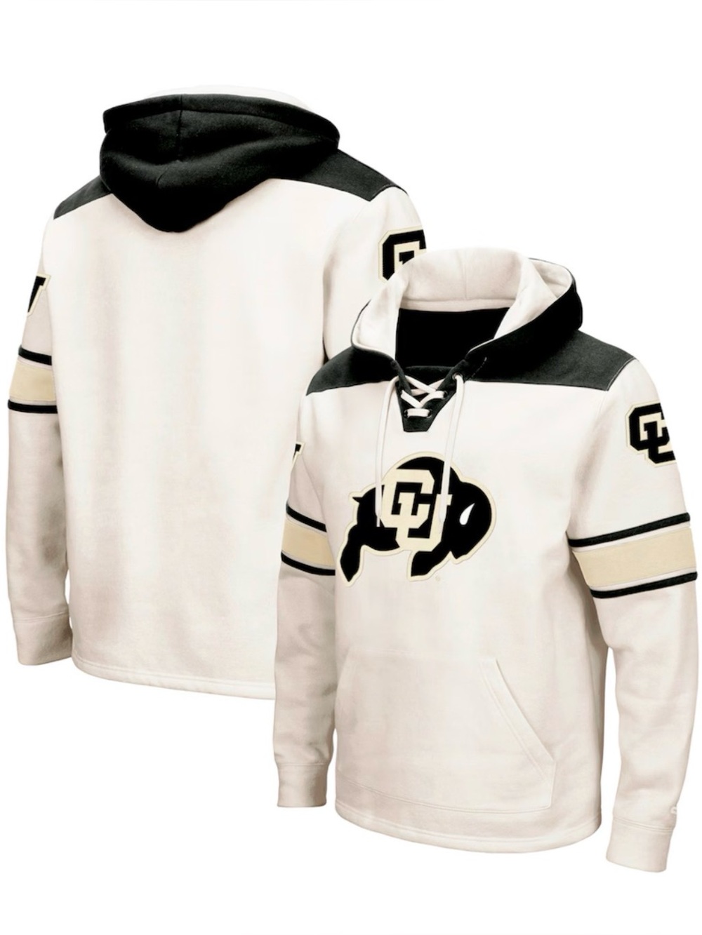 NWT Colorado Buffaloes Colosseum 2.0 Lace-Up Pullover Hoodie - Cream XXL NCAA